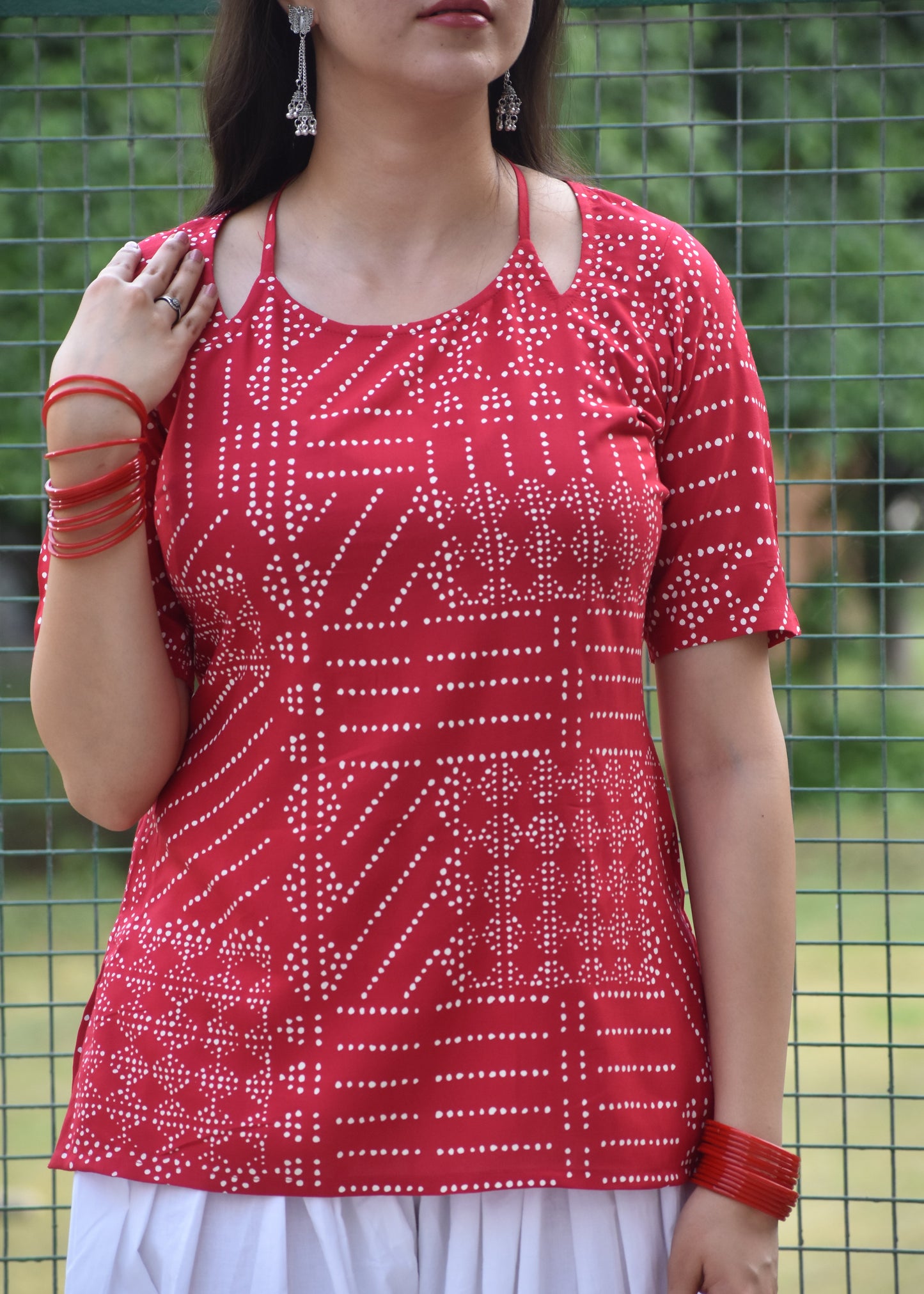 Red Aaina Kurti