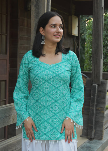 Saanjh Bandhani Kurti