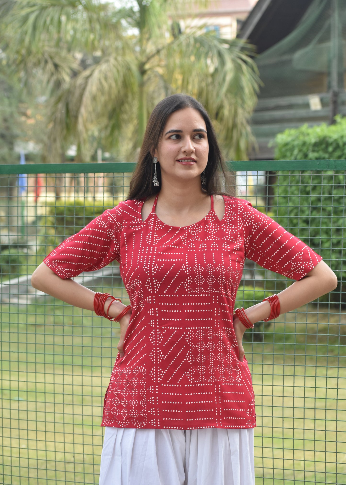 Red Aaina Kurti