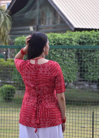 Red Aaina Kurti