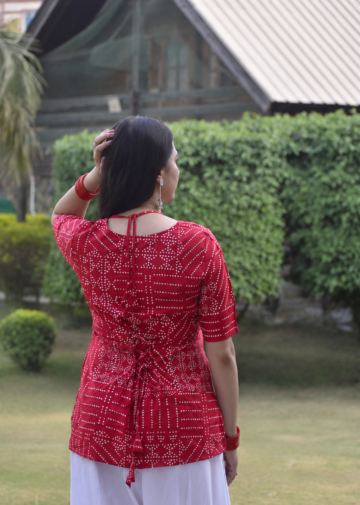 RED AAINA KURTI