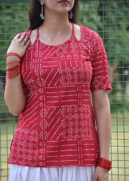 Red Aaina Kurti