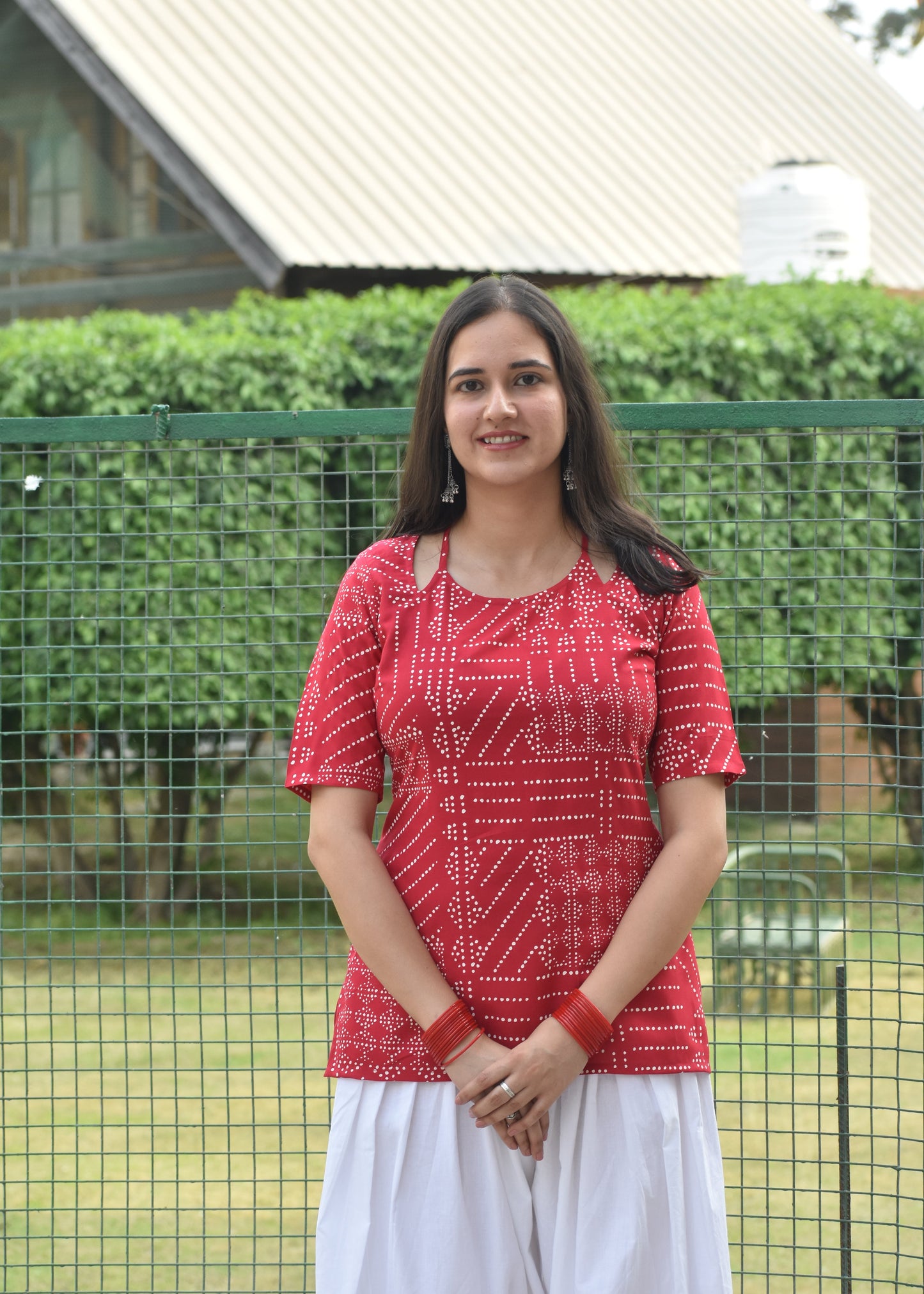 Red Aaina Kurti
