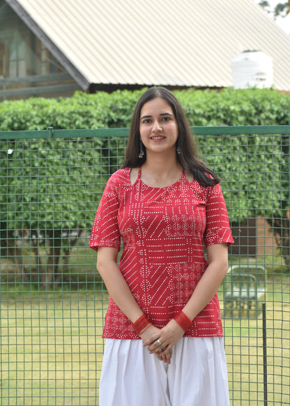 Red Aaina Kurti