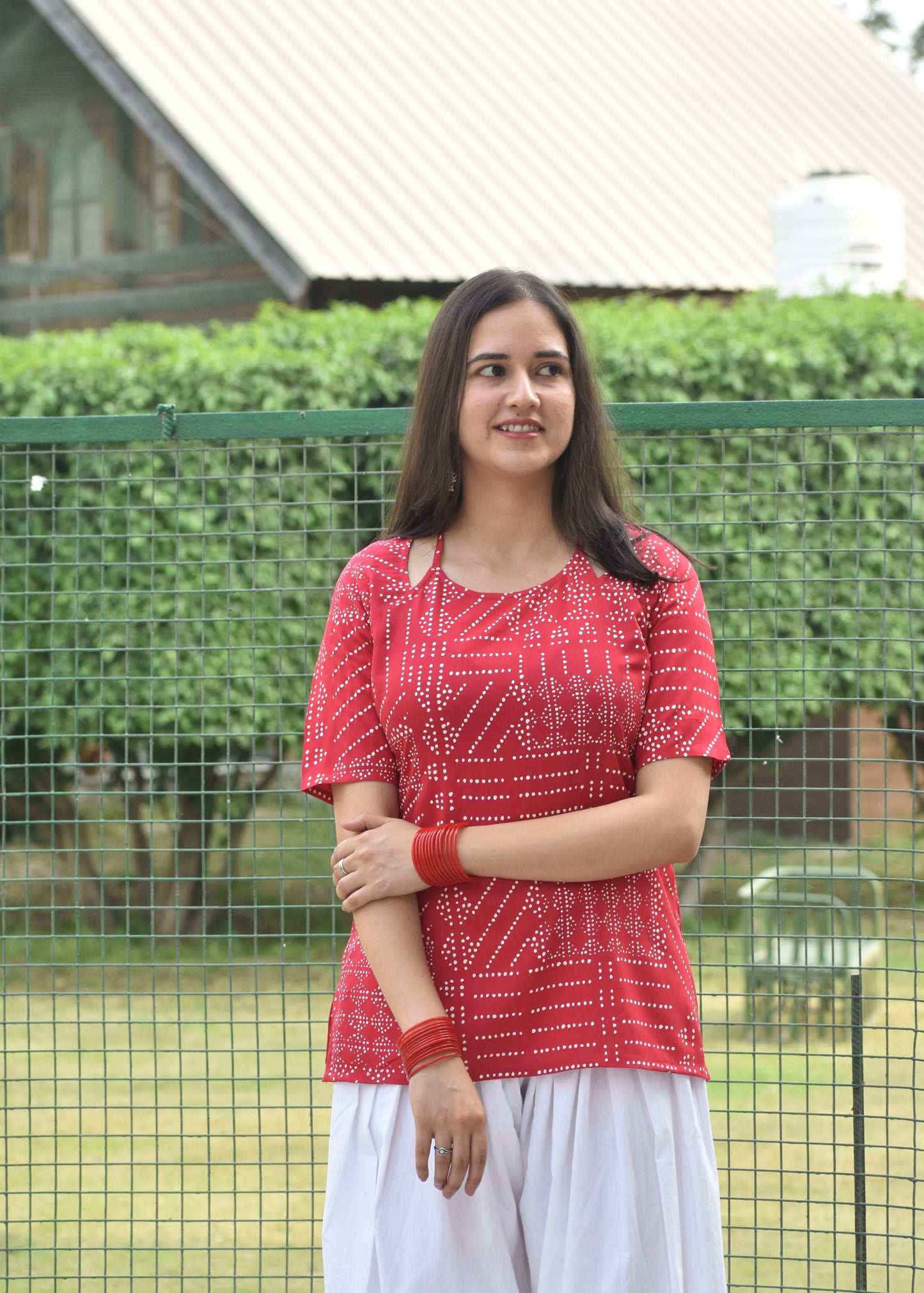 Red Aaina Kurti